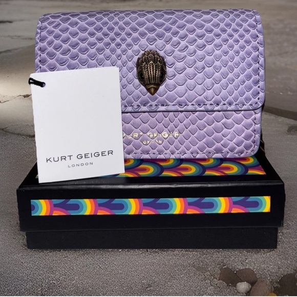 Kurt Geiger Handbags - Kurt Geiger NWT Shoreditch Lavender Snakeskin Mini Crossbody Bag